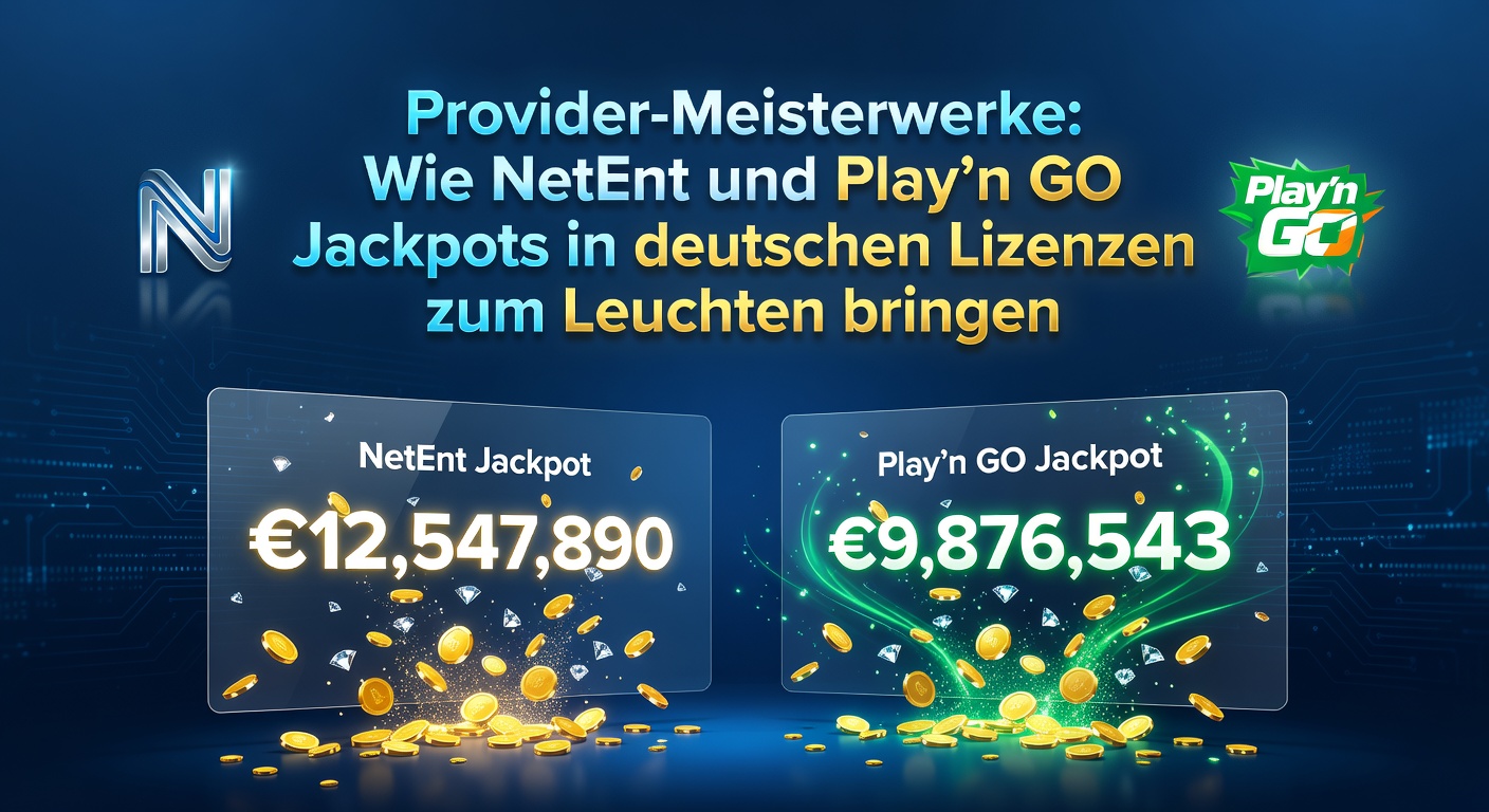 Leuchtende Jackpot-Symbole von NetEnt und Play'n GO in einem regulierten deutschen Casino-Interface